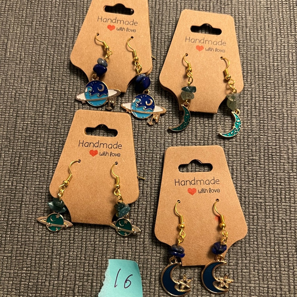 4 pairs of handmade earrings hypoallergenic metals small business made nwt